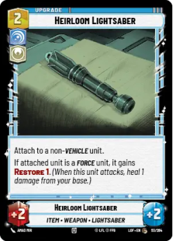 Heirloom Lightsaber single card from Star Wars Unlimited