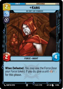 Karis - We Don't Like Strangers single card from Star Wars Unlimited