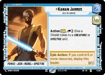 Kanan Jarrus - Help Us Survive single card from Star Wars Unlimited