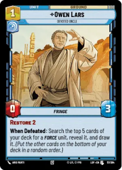 Owen Lars - Devoted Uncle single card from Star Wars Unlimited