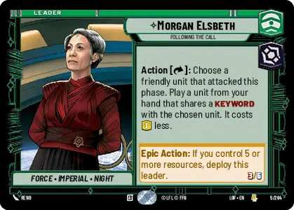 Morgan Elsbeth - Following the Call single card from Star Wars Unlimited