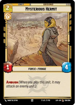 Mysterious Hermit single card from Star Wars Unlimited