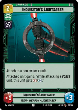 Inquisitor's Lightsaber single card from Star Wars Unlimited