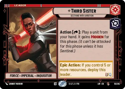 Third Sister - Seething With Ambition single card from Star Wars Unlimited