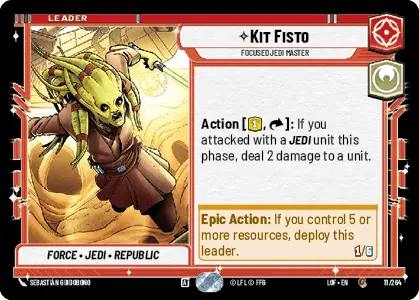 Kit Fisto - Focused Jedi Master single card from Star Wars Unlimited