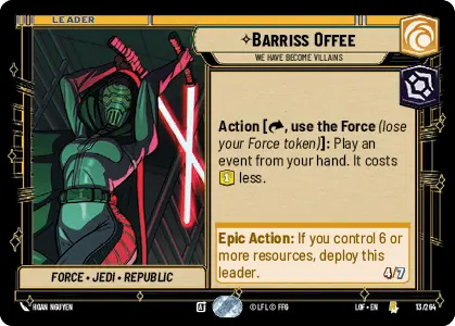 Barriss Offee - We Have Become Villains single card from Star Wars Unlimited