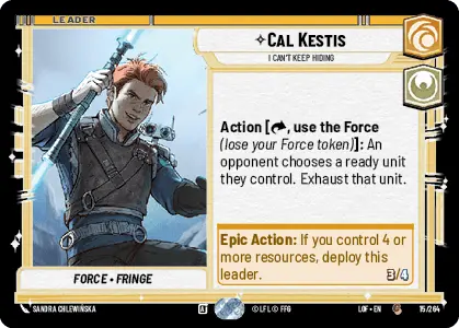 Cal Kestis - I Can't Keep Hiding single card from Star Wars Unlimited