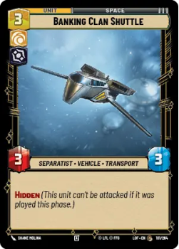 Banking Clan Shuttle single card from Star Wars Unlimited