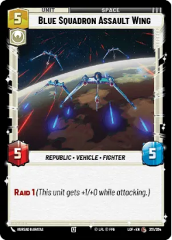 Blue Squadron Assault Wing single card from Star Wars Unlimited