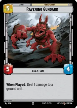 Ravening Gundark single card from Star Wars Unlimited