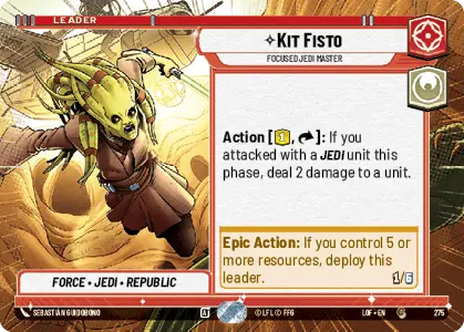 Kit Fisto - Focused Jedi Master (HYPERSPACE) single card from Star Wars Unlimited