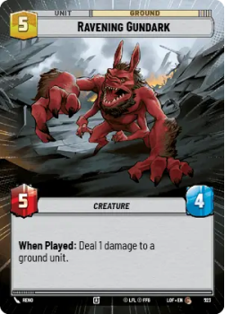 Ravening Gundark (HYPERSPACE) single card from Star Wars Unlimited