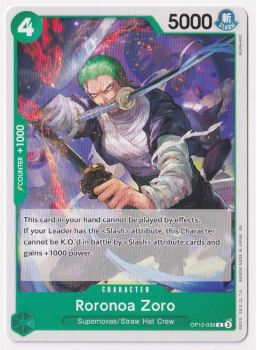 Roronoa Zoro : OP12-036 LEGACY OF THE MASTER - One Piece Single Card