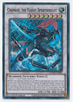 Chanbar, the Flashy Sportsknight (Super Rare) single card from Yu-Gi-Oh!