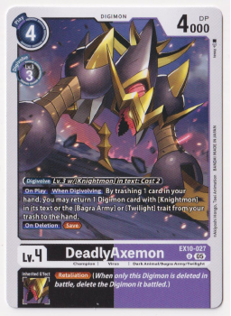 DeadlyAxemon single card from Digimon Card Game
