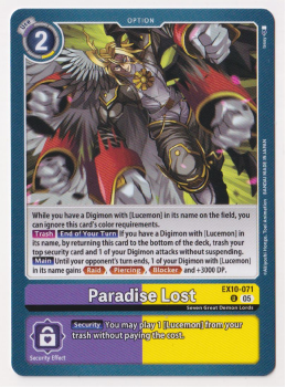 Paradise Lost single card from Digimon Card Game