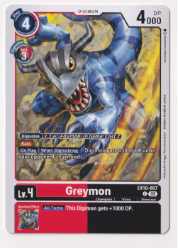 Greymon single card from Digimon Card Game