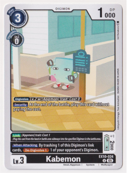 Kabemon single card from Digimon Card Game
