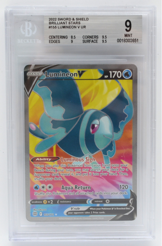 Lumineon V (ULTRA RARE) : 155/172 BRILLIANT STARS - BECKETT Graded Card - 9 MINT Lumineon V (ULTRA RARE) : 155/172 BRILLIANT STARS - BECKETT Graded Card - 9 MINT