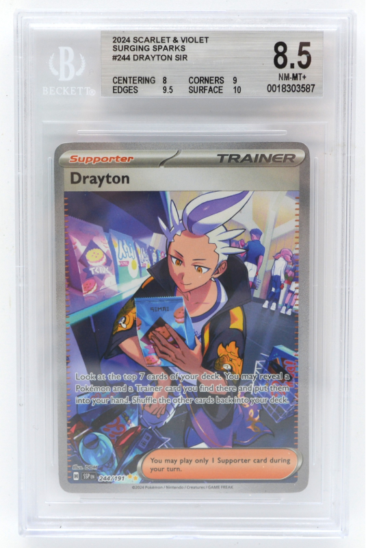 Drayton (SPECIAL ILLUSTRATION RARE) : 244/191 SURGING SPARKS - BECKETT  Graded Card - 8.5 NM-MT+