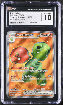 Scovillain EX (ULTRA RARE) : 216/191 SURGING SPARKS - CERTIFIED GUARANTY COMPANY Graded Card - 9 MiNT