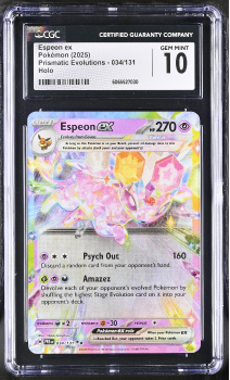 Espeon EX (HOLO) : 034/131 PRISMATIC EVOLUTIONS - CERTIFIED GUARANTY COMPANY Graded Card - 10 GEM MINT