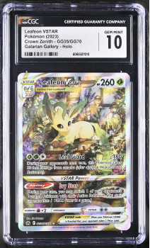 Leafeon VSTAR (GALARIAN GALLERY) : GG35/GG70 CROWN ZENITH - CERTIFIED GUARANTY COMPANY Graded Card - 10 GEM MiNT