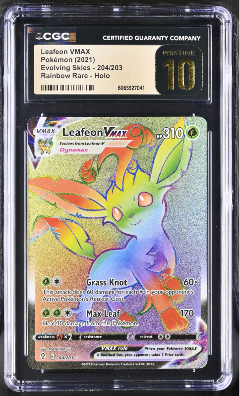 Leafeon VMAX (RAINBOW RARE) : 204/203 EVOLVING SKIES - CERTIFIED GUARANTY  COMPANY Graded Card - 10 PRISTINE