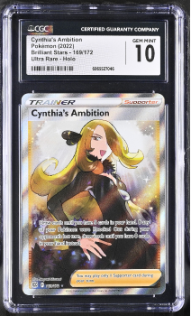 Cynthia Ambition (ULTRA RARE) : 169/172 BRILLIANT STARS - CERTIFIED GUARANTY COMPANY Graded Card - 10 GEM MINT