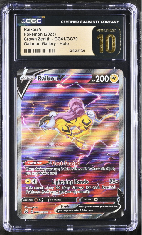Raikou V (GALARIAN GALLERY) : GG41/GG70 CROWN ZENITH - CERTIFIED GUARANTY COMPANY Graded Card - 10 PRISTINE Raikou V (GALARIAN GALLERY) : GG41/GG70 CROWN ZENITH - CERTIFIED GUARANTY COMPANY Graded Card - 10 PRISTINE