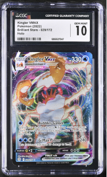 Kingler VMAX (HOLO) : 029/172 BRILLIANT STARS - CERTIFIED GUARANTY COMPANY Graded Card - 10 GEM MINT