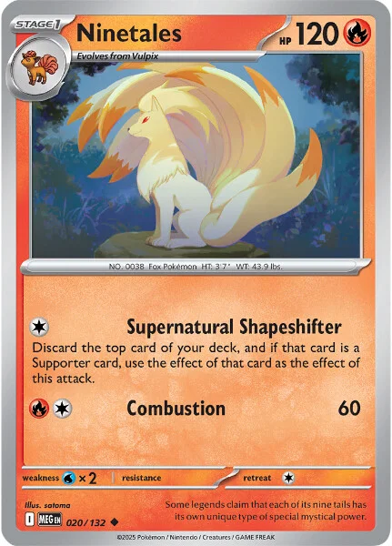 Ninetales (REVERSE HOLO) : MEGA EVOLUTION 20/132 - Pokemon Single Card