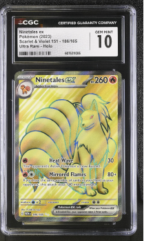 Ninetales EX (ULTRA RARE) : 189/165 SCARLET AND VIOLET - 151 - CERTIFIED GUARANTY COMPANY Graded Card - 10 GEM MINT
