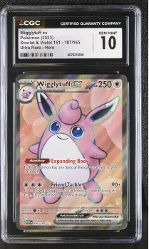 Wigglytuff EX (ULTRA RARE) : 187/165 SCARLET AND VIOLET - 151 - CERTIFIED GUARANTY COMPANY Graded Card - 10 GEM MINT