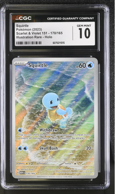 Squirtle (ILLUSTRATION RARE) : 170/165 SCARLET AND VIOLET - 151 - CERTIFIED GUARANTY COMPANY Graded Card - 10 GEM Squirtle (ILLUSTRATION RARE) : 170/165 SCARLET AND VIOLET - 151 - CERTIFIED GUARANTY COMPANY Graded Card - 10 GEM