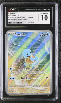 Squirtle (ILLUSTRATION RARE) : 170/165 SCARLET AND VIOLET - 151 - CERTIFIED GUARANTY COMPANY Graded Card - 10 GEM MINT
