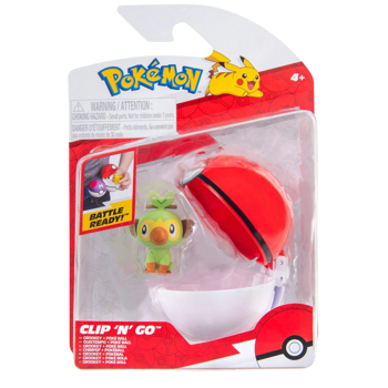 Pokemon Clip N Go Grookey and Poke Ball Figure