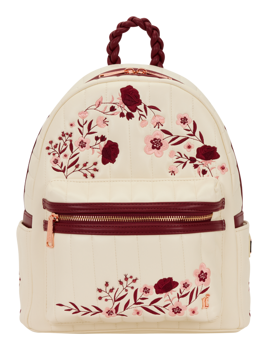 Loungefly - Cream & Red Floral Mid Sized Backpack