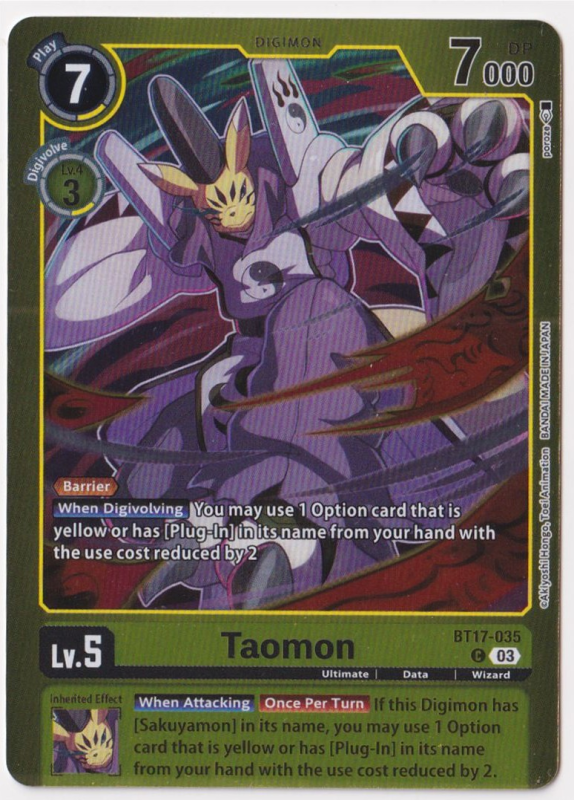 Taomon (PARALLEL RARE) : BT17-035 LIMITED CARD PACK BILLION BULLET - Digimon  Card Game Single Card