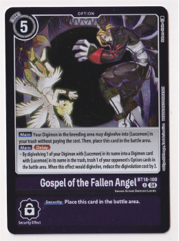 Gospel of the Fallen Angel (PARALLEL RARE) single card from Digimon