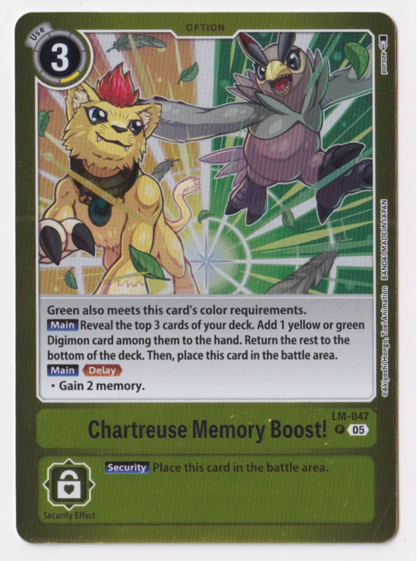 Chartreuse Memory Boost! : LM-047 LIMITED CARD PACK BILLION BULLET - Digimon Card Game Single Card Chartreuse Memory Boost! : LM-047 LIMITED CARD PACK BILLION BULLET - Digimon Card Game Single Card