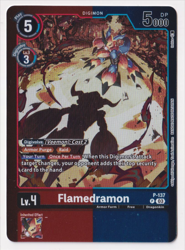 Flamedramon (PARALLEL RARE) : P-137 LIMITED CARD PACK BILLION BULLET - Digimon Card Game Single Card Flamedramon (PARALLEL RARE) : P-137 LIMITED CARD PACK BILLION BULLET - Digimon Card Game Single Card