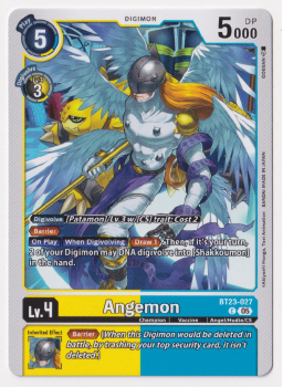 Angemon single card from Digimon