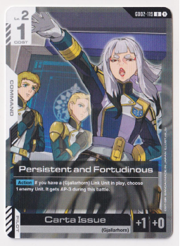 Persistent and Fortudinous single card from Gundam TCG