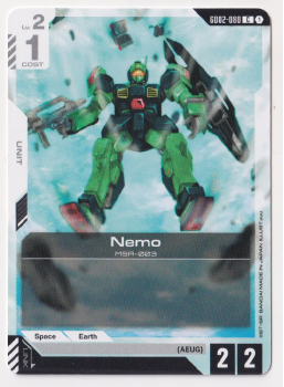 Nemo single card from Gundam TCG