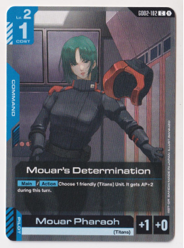 Mouarâs Determination single card from Gundam TCG