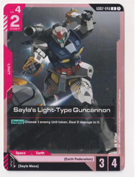 Sayla's Light-Type Guncannon single card from Gundam TCG