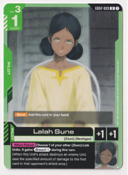 Lalah Sune single card from Gundam TCG