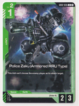 Police Zaku (Armored RRU Type) single card from Gundam TCG