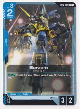 Barzam single card from Gundam TCG